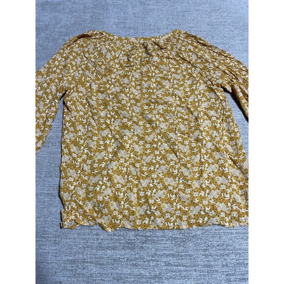 Cynthia Rowley Women's Size Medium Yellow Floral Print Long Sleeve Blouse - Picture 9 of 10